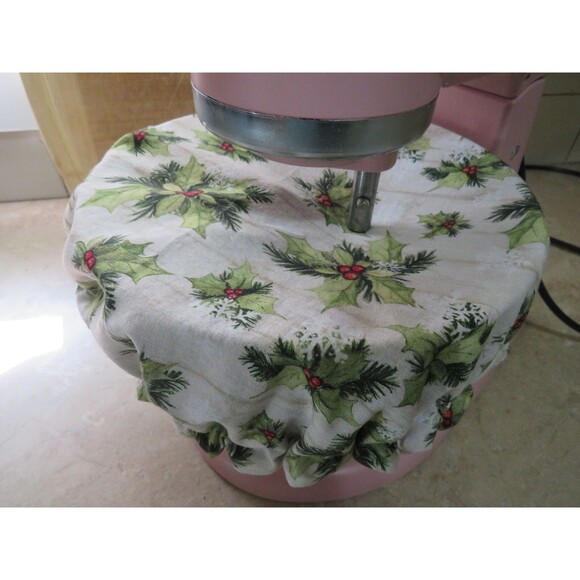 Kitchenaid Bowl Cover, Reversible Christmas Green Holly and Green and Red Check - Picture 5 of 7